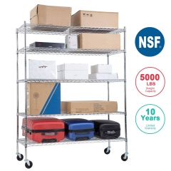 NSF Wire Shelving Unit Large Metal Shelves Organizer Wire Storage Shelves Heavy Duty 5-Tier Commercial Grade Height Adjustable Utility Rack 5000 LBS