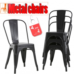 Metal Dining Chairs Set Of 4 Indoor Outdoor Chairs Patio Chairs Kitchen Metal Chairs 18 Inch Seat Height Restaurant Chair Metal Stackable Chair