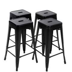 Bar Stools Set of 4 Counter Stool Metal Bar Stools 30 Inches Height Industrial Bar Chairs Patio Stool Stackable Modern Backless Indoor Outdoor Metal