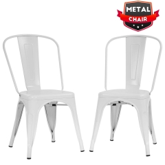 Metal Dining Chairs Set of 2 Indoor Outdoor Chairs Patio Chairs Kitchen Metal Chairs 18 Inch Seat Height Restaurant Chair Metal Stackable Chair Tolix