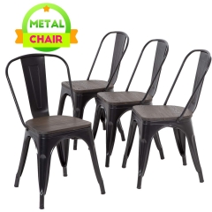 Dining Chairs Set Of 4 Indoor Outdoor Chairs Patio Chairs Furniture Kitchen Metal Chairs 18 Inch Seat Height Restaurant Chair Stackable Chair Tolix