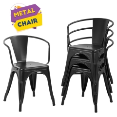 FDW Dining Chairs Set of 4 Indoor Outdoor Chairs Patio Chairs Furniture Kitchen Metal Chairs 18 Inch Seat Height Restaurant Chair Tolix Side Metal