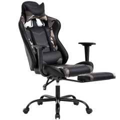 PC Gaming Chair Ergonomic Office Chair Desk Chair with Lumbar Support Headrest Arms Footrest Modern Task Rolling Swivel High Back PU Leather Computer