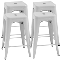 FDW Counter Height Bar Stools Set of 4 Metal Bar Stools 24 Inches Kitchen Counter Stool Industrial Metal Stool Patio Furniture Indoor/Outdoor Stool