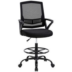 Mid Back Mesh Drafting Chair Office Chair Desk Chair Adjustable Height with Lumbar Support Flip Up Arms Rolling Swivel Computer Chair for Women Men