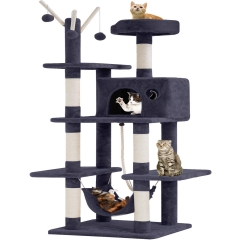 BestPet Cat Tree Cat Condo House Furniture Milti-Level 56 Inches Modern Cat Tower Cat Activity Tree Playground for Large Cat with Scratching Post