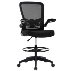 Drafting Chair Tall Office Chair Adjustable Height with Lumbar Support Flip Up Arms Footrest Mid Back Task Mesh Desk Chair Computer Chair Drafting