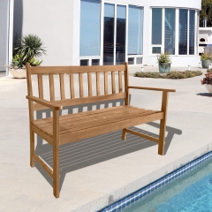 FDW Outdoor Patio Bench Wood Garden Bench Park Bench Acacia Wood for Pool Beach Backyard Balcony Porch Deck Garden Wooden Furniture, Natural Oiled