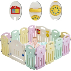 Baby Playpen Playard for Babies Infants Toddler 14 Panels Safety Kids Play Pens Indoor Baby Fence with Activity Board