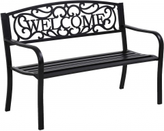 FDW Garden Bench Outdoor Bench for Patio Metal Bench Park Bench Cushion for Yard Porch Work Entryway