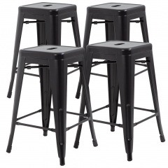 Metal Bar Stools Set of 4 Counter Height Barstool Stackable Barstools 24 Inch Indoor Outdoor Patio Bar Stool Home Kitchen Dining Stool