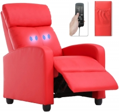 Recliner Chair for Living Room Massage Recliner Sofa Reading Chair Winback Single Sofa Home Theater Seating Modern Reclining Chair Easy Lounge with PU