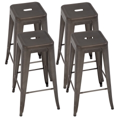 Metal Bar Stools Set of 4 Counter Height Bar Stool 30 Barstools Industrial Patio Stool Stackable Stool Modern Backless Indoor/Outdoor Metal Bar