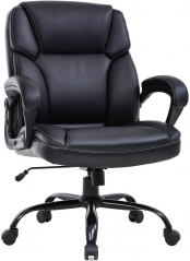 Big and Tall Office Chair 400lbs Wide Seat Ergonomic Desk Chair PU Leather Computer Chair with Lumbar Support Arms Mid Back Executive Task Chair for H