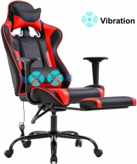 Gaming Chair Racing Office Chair PC Computer Chair Massage Desk Chair PU Leather Recliner Ergonomic Chair with Lumbar Support Headrest Armrest Footres