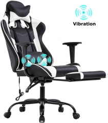 PC Gaming Chair Racing Office Chair Ergonomic Desk Chair Massage PU Leather Recliner Computer Chair with Lumbar Support Headrest Armrest Footrest Roll