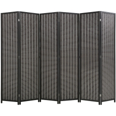 6 Panel 72 Inch Room Divider Bamboo Folding Privacy Wall Divider Wood Screen For Home Bedroom Living Room , Black