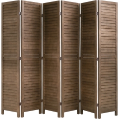 6 Panel Wood Room Divider 5.75 Ft Tall Privacy Wall Divider Folding Wood Screen 68.9" x 15.75" Each Panel For Home Office Bedroom Restaurant （Brown）