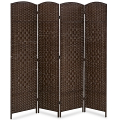 4 Panel Room Divider Folding Privacy Divider 6 Ft Indoor Wall Divider Portable Partition Wood Screen , Brown