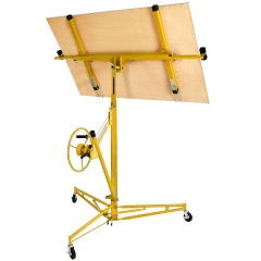 Drywall Lift 11' Construction Rolling Caster Wheel Lockable Tool Panel Lift Drywall Panel Hoist Jack Lifter Jack Drywall Lift , Yellow