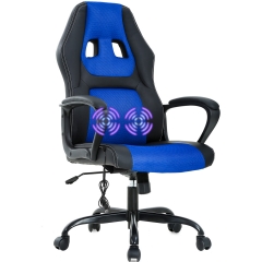 PC Gaming Chair Massage Office Chair Ergonomic Desk Chair Adjustable PU Leather  with Lumbar Support Rolling Swivel Computer Chair (Blue)