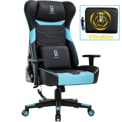 PC Gaming Chair Video Massage Office Chair Task Racing Adjustable Lumbar Support Headrest Armrest Swivel Rolling High Back Desk Chair(Blue)