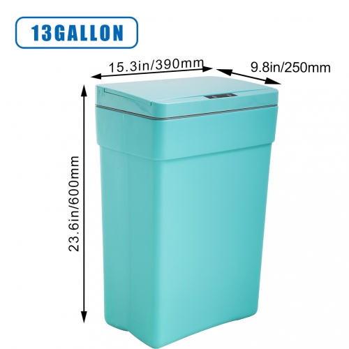 13 Gallon Trash Can Plastic Kitchen Trash Can Automatic Touch Free  High-Capacity Garbage Can With Lid For Bedroom Bathroom Home Office 50  Liter,Blue,Home & Kitchen > Storage & Organization > Trash, Recycling