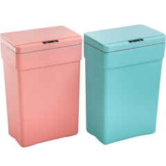 13 Gallon Kitchen Trash Can High-Capacity Plastic Automatic Touch Free Garbage Can With Lid For Bedroom Bathroom Home Office, 2 PCS Blue And Pink
