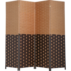 Room Divider Wood Screen 4 Panel Wood Mesh Woven Design Room Screen Divider Folding Portable Partition Screen Screen Wood for Home Office