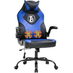Computer Gaming Desk Chair PU Leather Adjustable Office Chair with Lumbar Support Headrest Armrest Ergonomic Rolling Swivel Massage Racing Chair(Blue)