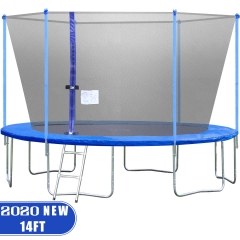 14FT Trampoline with Enclosure Net Ladder Outdoor Fitness Trampoline PVC Spring Cover Padding for Children and Adults