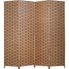 Room Divider Wood Screen 4 Panel Wood Mesh Woven Design Room Screen Divider Folding Portable Partition Screen Screen Wood for Home Office