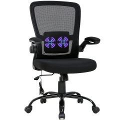 Home Office Chair Ergonomic Desk Chair Massage Computer Chair  Swivel Rolling Chair with Lumbar Support Arms Mid back Adjustable Mesh Chair (Black)