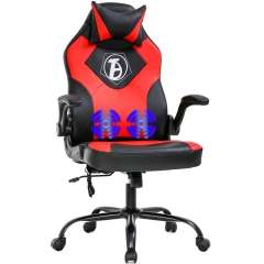 PC Gaming Chair Racing Office Chair Ergonomic Chair Massage Executive PU Leather Computer Chair Armrest Headrest Rolling Swivel Chair(Red)
