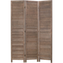 3 Panel Wood Room Divider 4.3 Ft Tall Privacy Wall Divider 67.7" x 16.9" Each Panel Folding Wood Screen For Home Office Bedroom Restaurant （Brown）