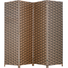 Room Divider Wood Screen 4 Panel Wood Mesh Woven Design Room Screen Divider Folding Portable Partition Screen Screen Wood for Home Office