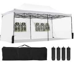 Pop Up Canopy 10x20 tent party Tent Folding Portable Ez up Canopy Sun Shade Wedding Instant Better Air Circulation Outdoor Gazebo with Backpack Bag
