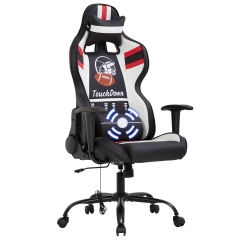 Gaming Chair Massage Office Chair Racing Computer Chair with Lumbar Support Headrest Armrest Rolling Ergonomic  Adjustable Chair for Adults(Black)