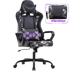 PC Gaming Chair Ergonomic Office Chair Massage Desk Chair with Lumbar Support PU Leather Racing Chair Rolling Executive Adjustable Computer Chair,Camo