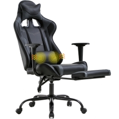 Gaming Chair Racing Office Chair Ergonomic Desk Chair Massage PU Leather Recliner PC Computer Chair Rolling Swivel Task Chair , Grey