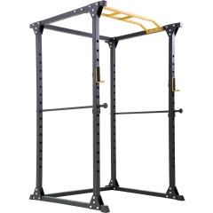 Adjustable Power Cage 800lb Weight Capacity Olympic Power Rack Multi-Function Workout Station Pull-up Bar And Dip Handle Home Gym,Yellow