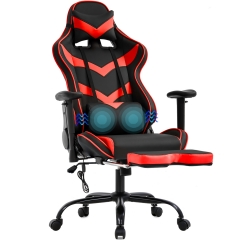 Gaming Chair Massage Office Chair Racing Computer Chair with Lumbar Support Footrest Armrest Headrest Ergonomic Desk Chair Task High Back PU Leather R