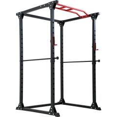 Adjustable Power Cage 800lb Weight Capacity Olympic Power Rack Multi-Function Workout Station Pull-up Bar And Dip Handle Home Gym,Black