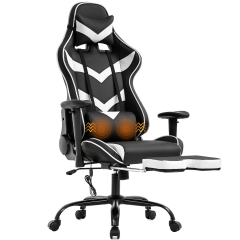 Gaming Chair Office Chair Computer Chair with Lumbar Support Footrest Armrest Headrest Ergonomic Racing Chair Task High Back PU Leather Rolling Swivel