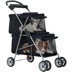 Dog Stroller Cat Stroller Pet Carriers Bag Jogger Stroller for Small Medium Dogs Cats Travel Camping 4 Wheels Lightweight Waterproof Folding Crate Str