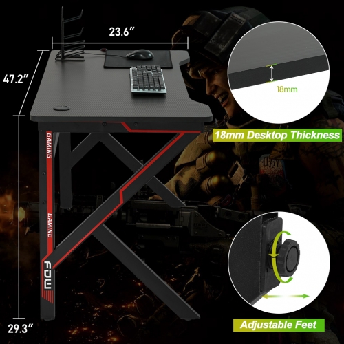 LIVING ESSENTIALS Gaming Desk Plus——Home Office PC Computer Gamer