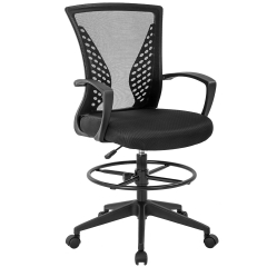 Drafting Chair Tall Office Chair Adjustable Height with Arms Foot Rest Back Support Adjustable Height Rolling Swivel Desk Chair Mesh Drafting Stool fo