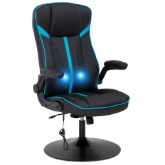 Gaming Rocker Chair Racing Style Office Chair with Lumbar Support Flip-up Armrest Ergonomic Computer Chair for Gamer(Blue)