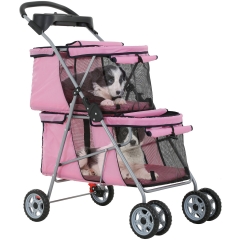 Dog Stroller Cat Stroller Pet Carriers Bag Jogger Stroller for Small Medium Dogs Cats Travel Camping 4 Wheels Lightweight Waterproof Folding Crate Str