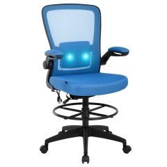 Drafting Chair Office Chair Desk Chair with Lumbar Support Flip Up Arms Footrest Task Mesh Massage Computer Chair Adjustable Height for Standing Desk(